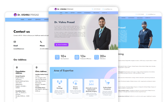 Website Development for Dr Vishnu Prasad