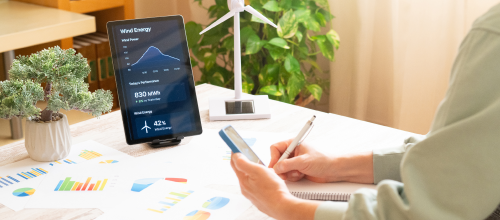 AI development company delivering business automation solutions with real-time analytics dashboard on tablet