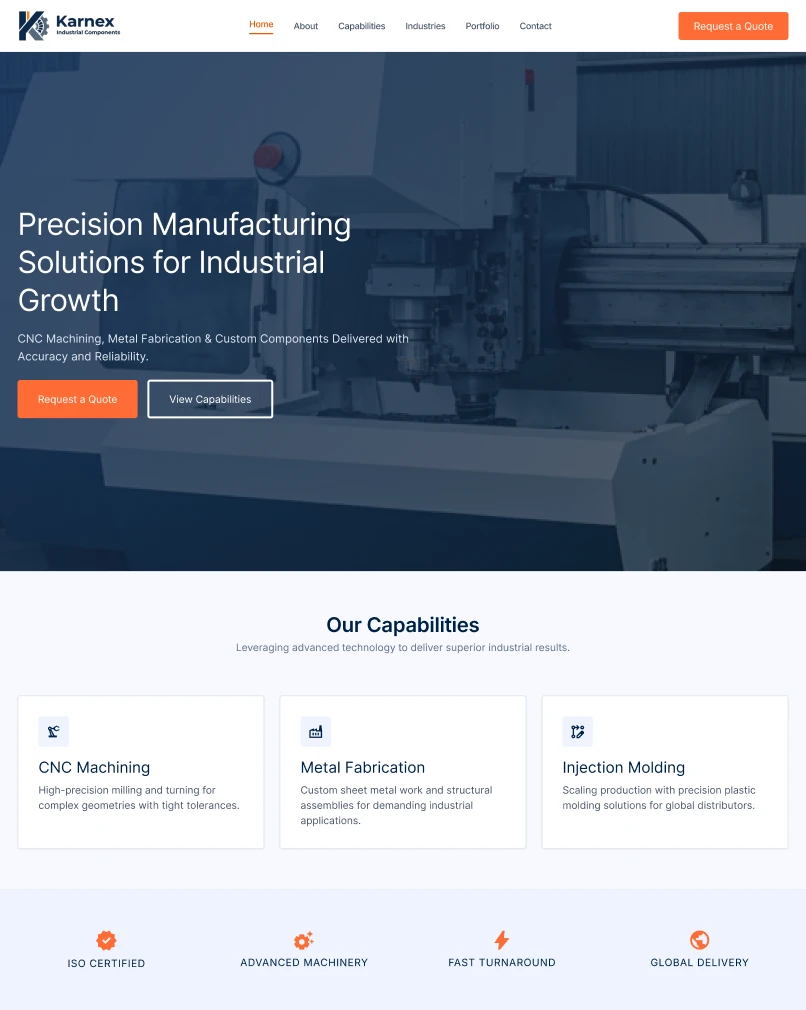 Karnex Industrial Components Singapore manufacturing website design with CNC and fabrication services