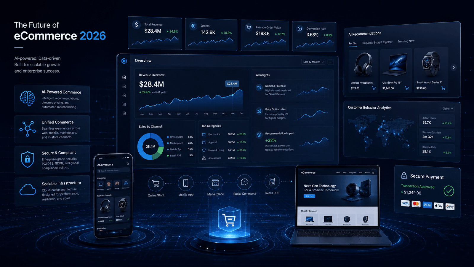 eCommerce features 2026 AI-powered digital commerce ecosystem